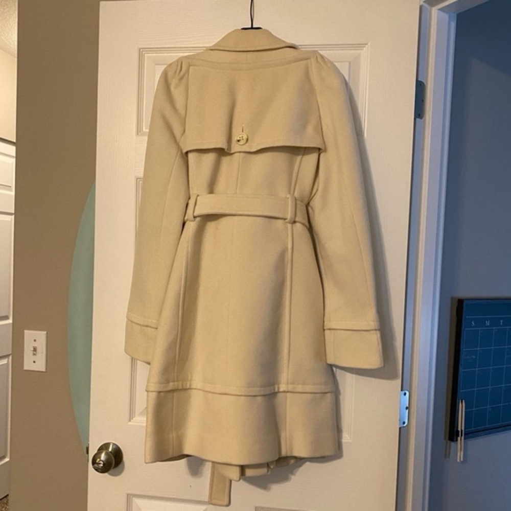 BCBG MAXAZRIA Cream Wool Blend Trench Coat —Size XS - Picture 2 of 15
